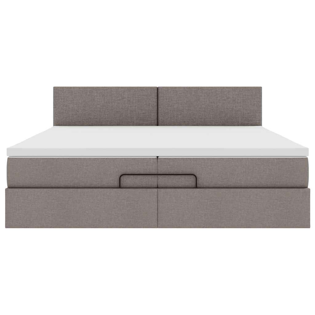 Cadre de lit ottoman avec matelas taupe 200x200 cm tissu