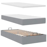 Cadre de lit ottoman et matelas gris clair 100x200 cm tissu