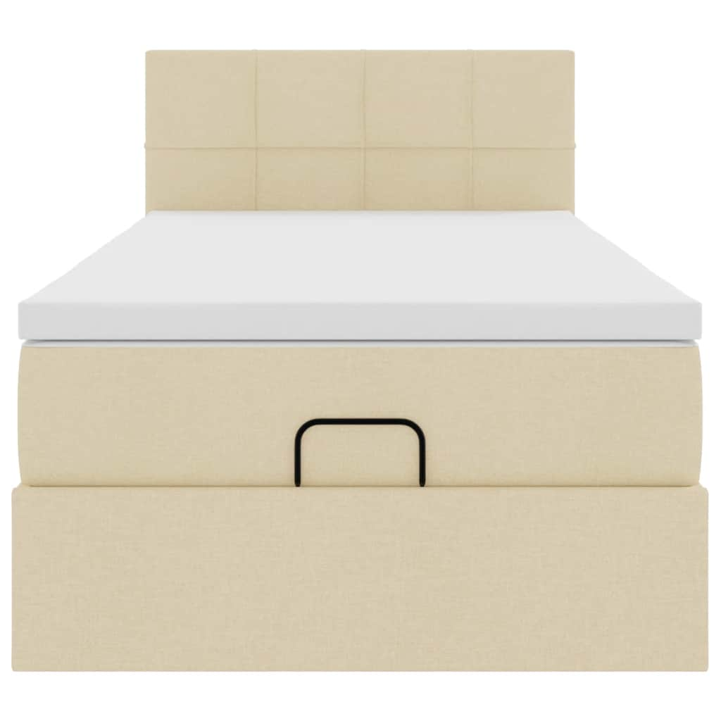 Lit ottoman avec matelas crème 100x200 cm tissu