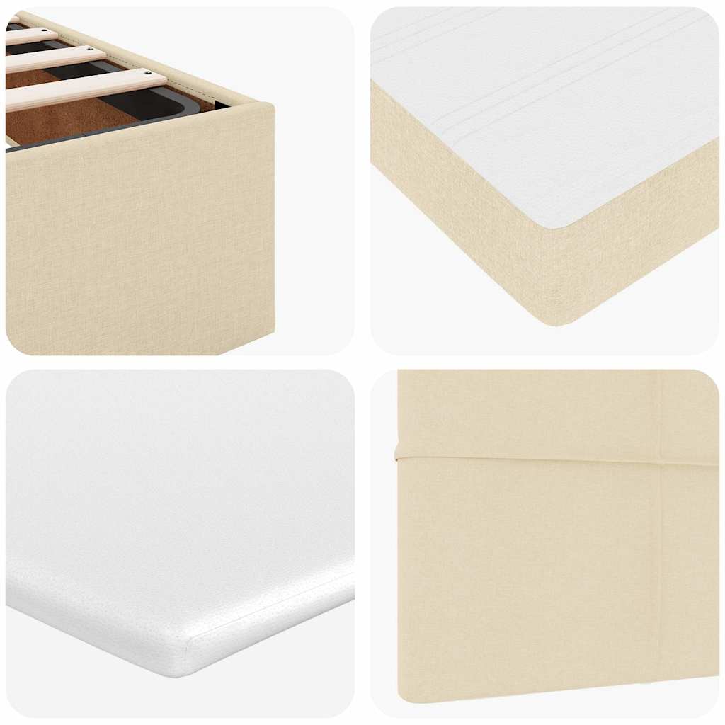 Cadre de lit ottoman avec matelas crème 140x190 cm tissu