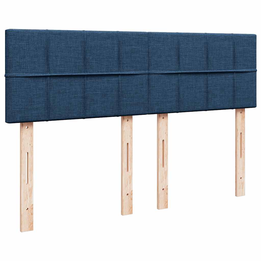 Cadre de lit ottoman avec matelas bleu 140x190 cm tissu