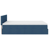 Cadre de lit ottoman avec matelas bleu 140x190 cm tissu