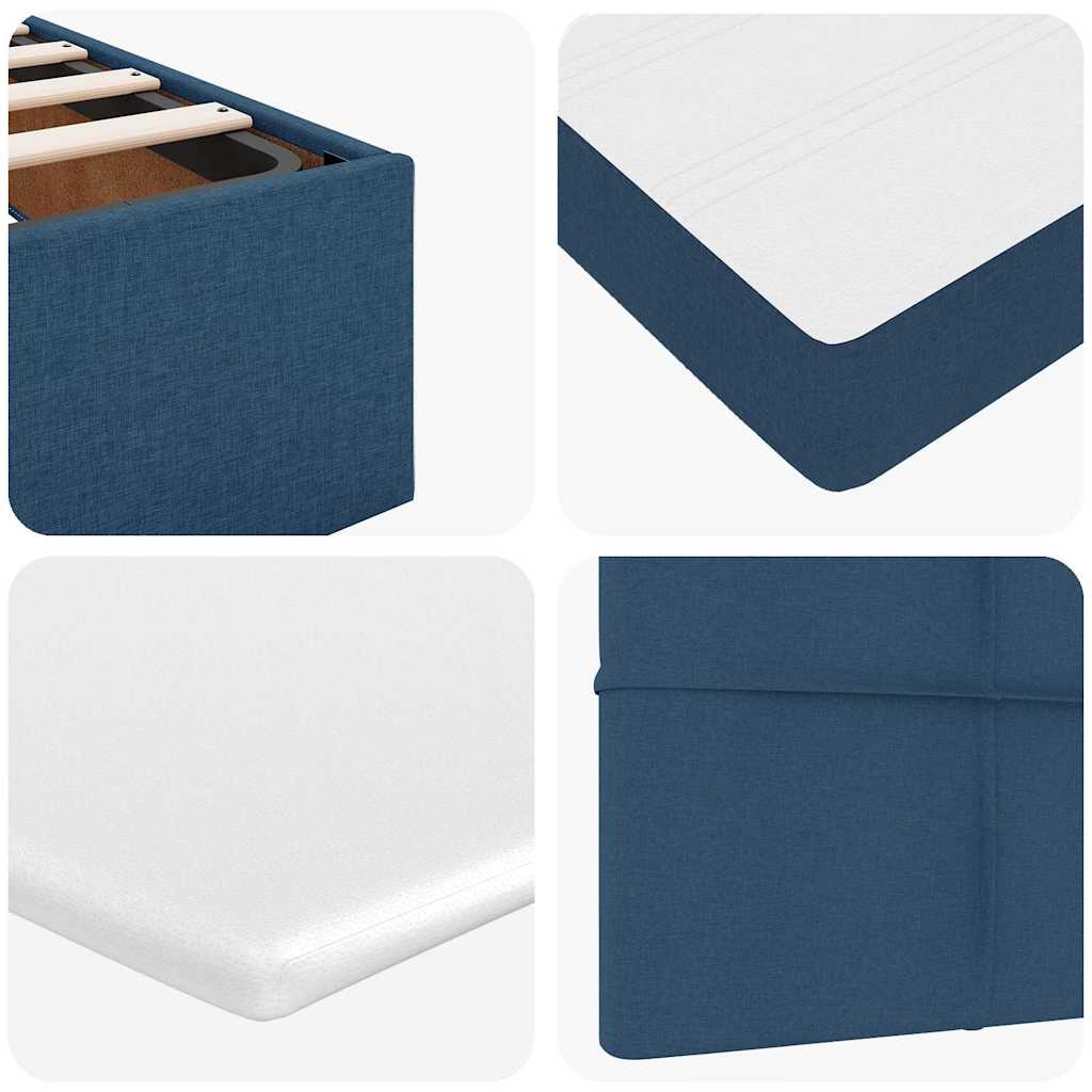 Cadre de lit ottoman avec matelas bleu 140x190 cm tissu