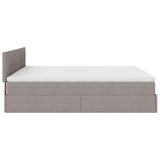 Cadre de lit ottoman avec matelas taupe 200x200 cm tissu