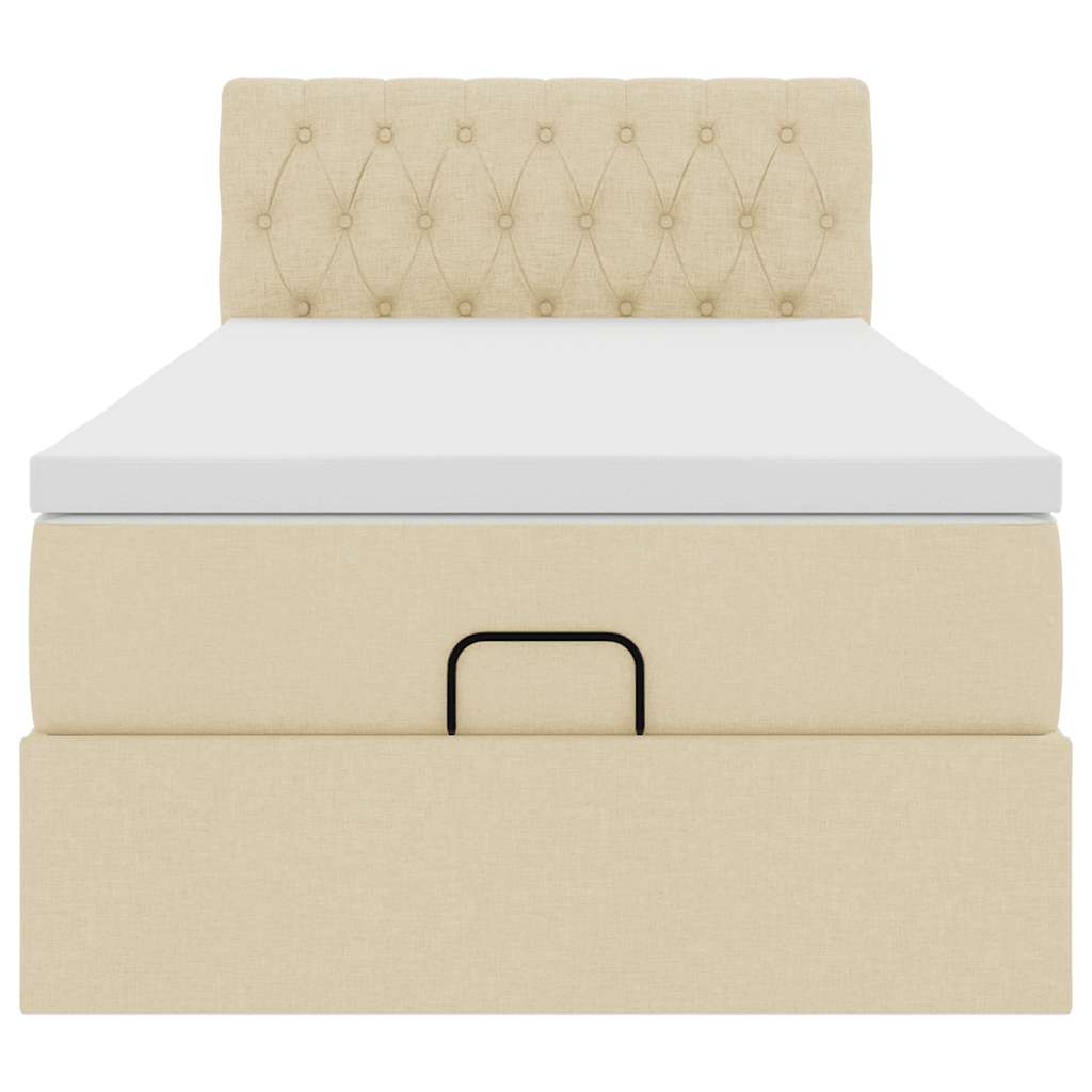 Lit ottoman avec matelas crème 100x200 cm tissu