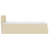 Lit ottoman avec matelas crème 100x200 cm tissu