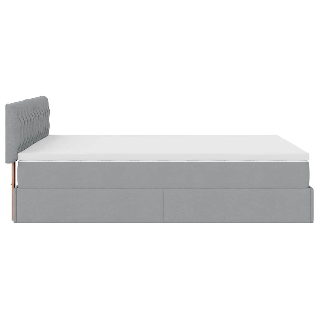 Cadre de lit ottoman et matelas gris clair 140x190 cm tissu