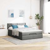 Cadre de lit ottoman avec matelas gris foncé 140x190 cm tissu