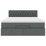 Cadre de lit ottoman avec matelas gris foncé 140x190 cm tissu