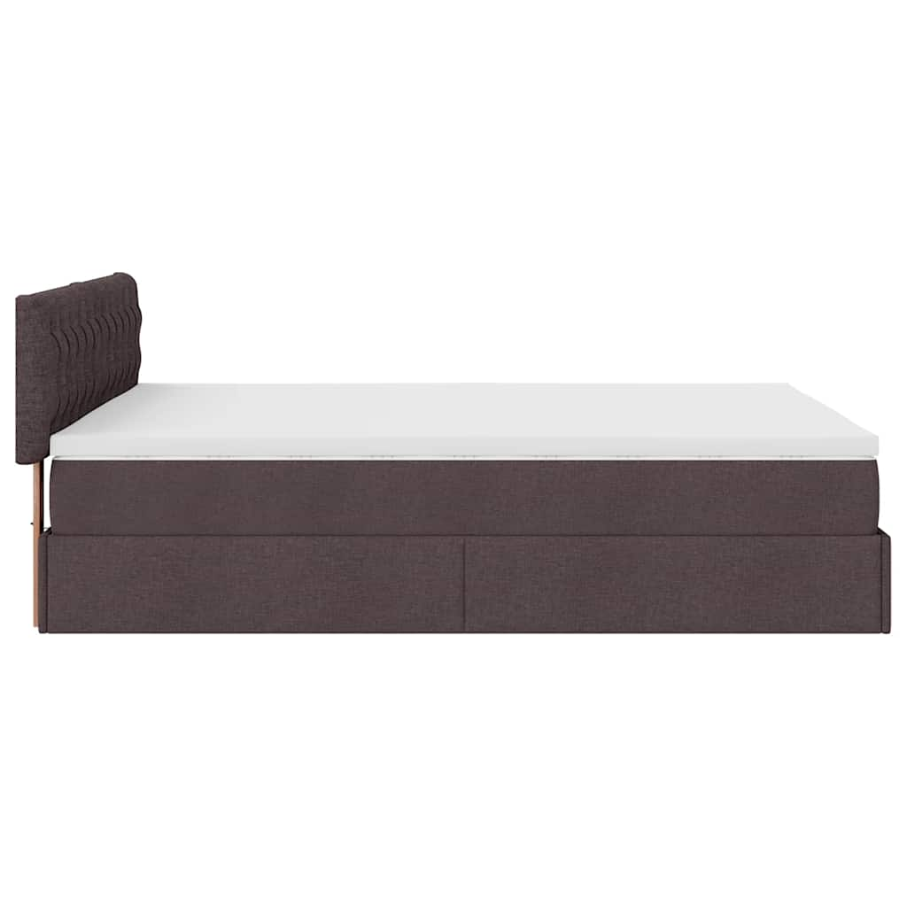 Cadre de lit ottoman avec matelas marron foncé 140x190 cm tissu