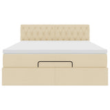 Cadre de lit ottoman avec matelas crème 140x190 cm tissu