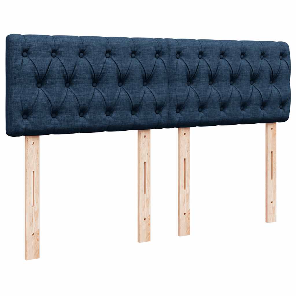 Cadre de lit ottoman avec matelas bleu 140x190 cm tissu