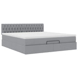 Cadre de lit ottoman et matelas gris clair 160x200cm tissu