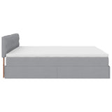 Cadre de lit ottoman et matelas gris clair 160x200cm tissu