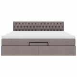 Cadre de lit ottoman avec matelas taupe 180x200 cm tissu