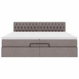 Cadre de lit ottoman avec matelas taupe 200x200 cm tissu