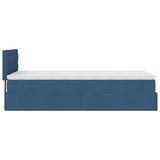 Cadre de lit ottoman avec matelas bleu 80x200 cm tissu