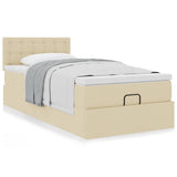 Lit ottoman avec matelas crème 100x200 cm tissu