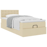 Lit ottoman avec matelas crème 100x200 cm tissu