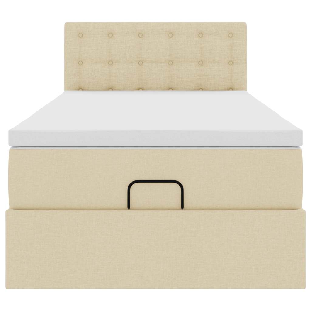 Lit ottoman avec matelas crème 100x200 cm tissu