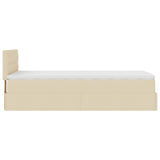 Lit ottoman avec matelas crème 100x200 cm tissu