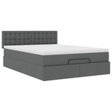 Cadre de lit ottoman avec matelas gris foncé 140x190 cm tissu