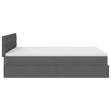 Cadre de lit ottoman avec matelas gris foncé 140x190 cm tissu