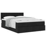 Cadre de lit ottoman avec matelas noir 140x190 cm tissu