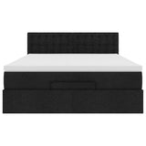 Cadre de lit ottoman avec matelas noir 140x190 cm tissu