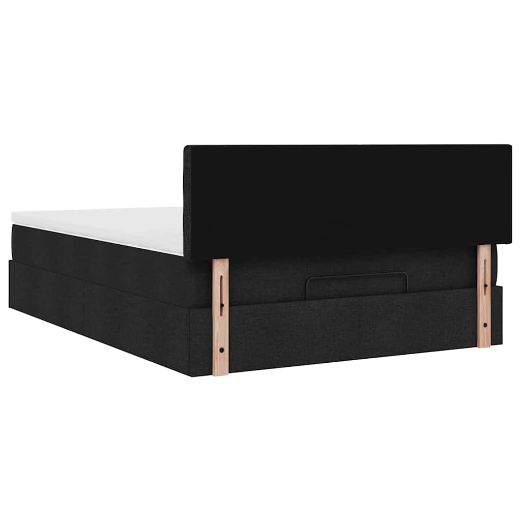 Cadre de lit ottoman avec matelas noir 140x190 cm tissu