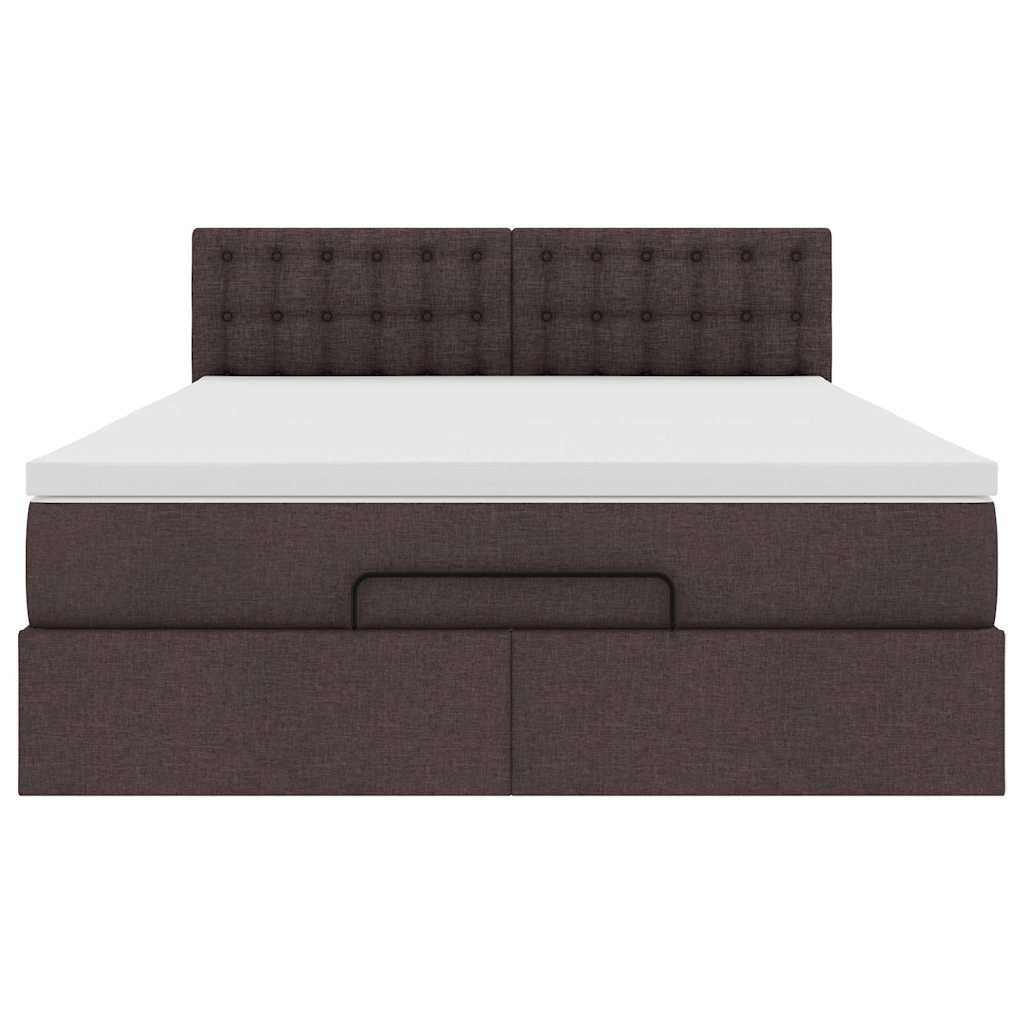 Lit ottoman avec matelas marron foncé 140x190 cm tissu