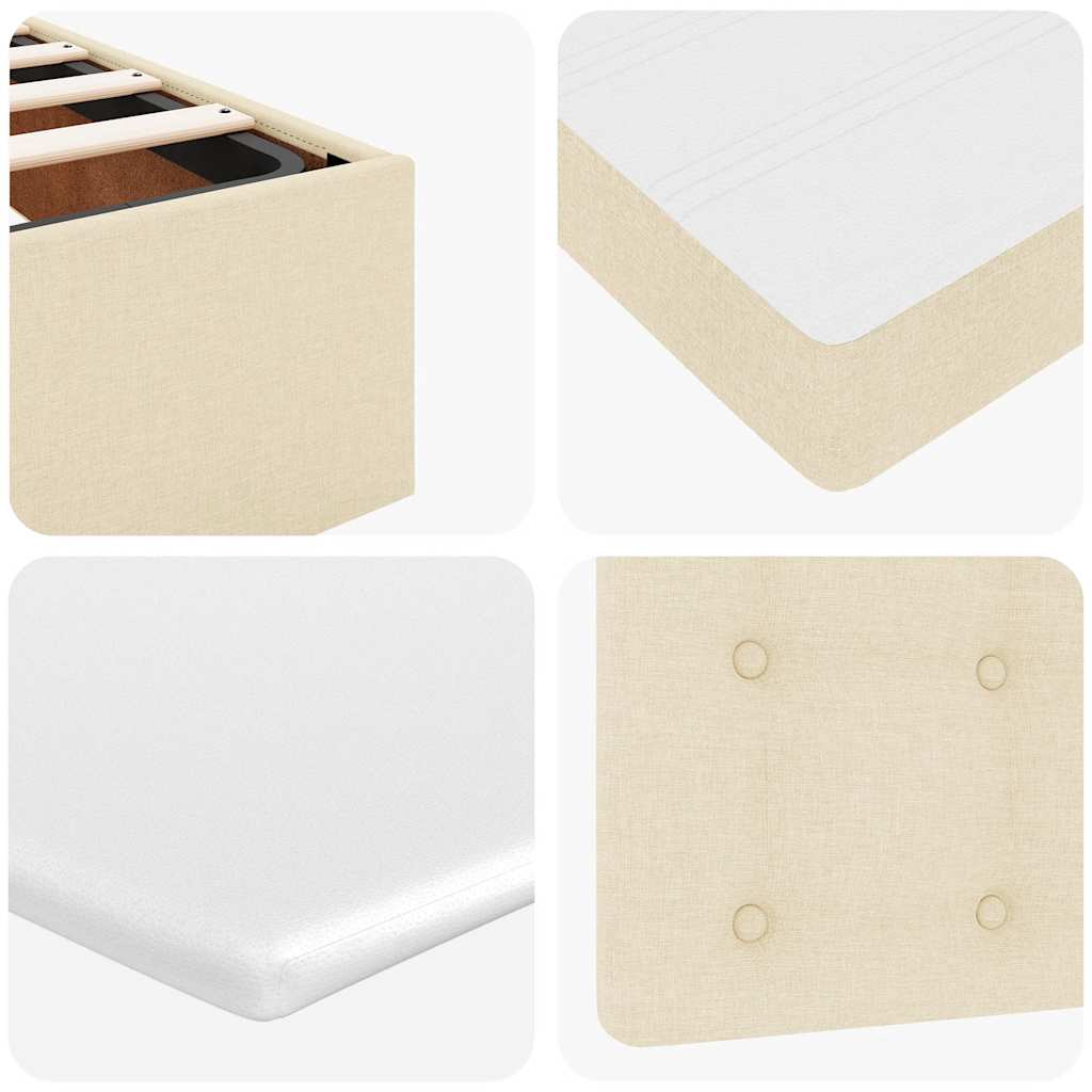 Cadre de lit ottoman avec matelas crème 140x190 cm tissu