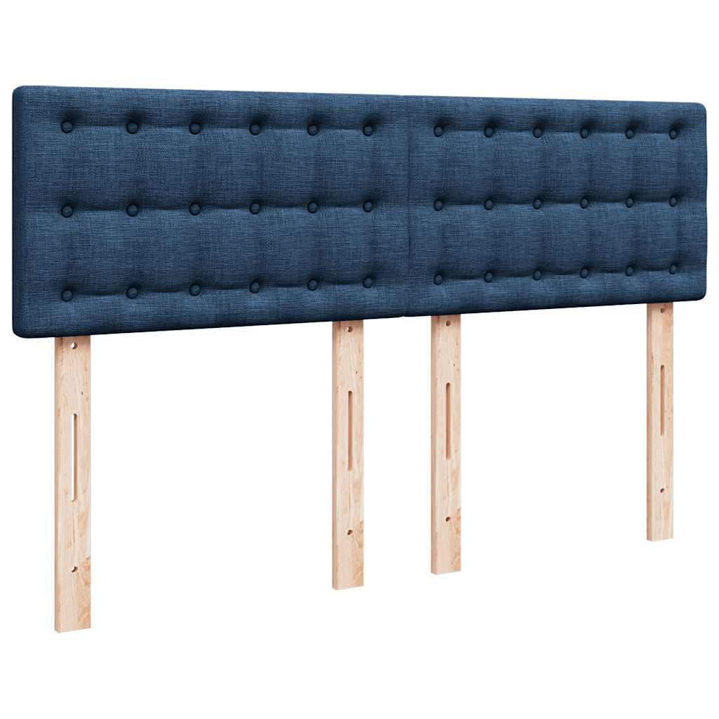 Cadre de lit ottoman avec matelas bleu 140x190 cm tissu