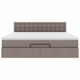 Cadre de lit ottoman avec matelas taupe 180x200 cm tissu