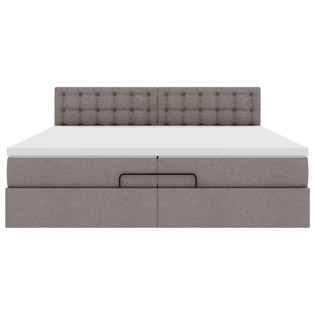 Cadre de lit ottoman avec matelas taupe 200x200 cm tissu