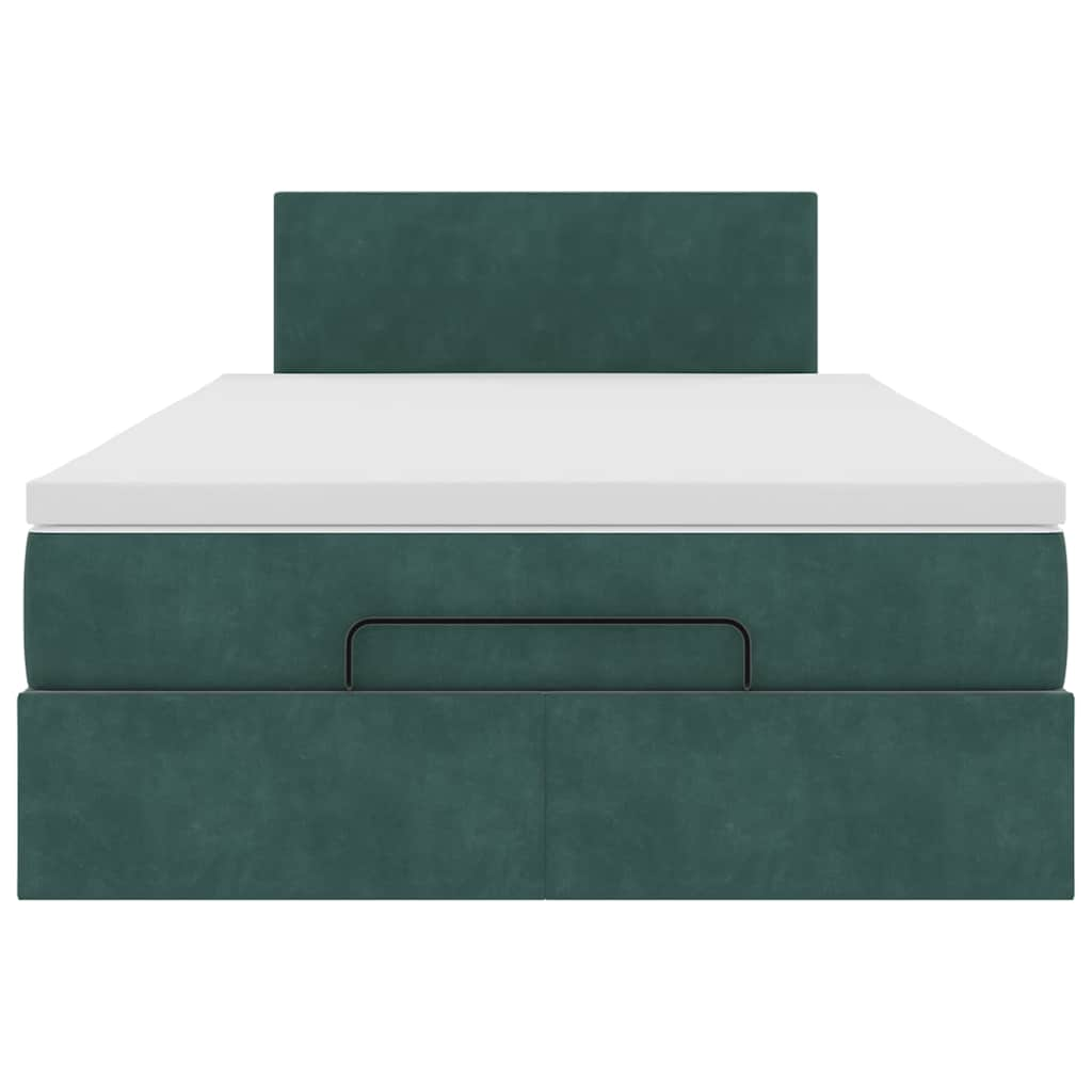 Cadre de lit ottoman avec matelas vert foncé 120x200 cm velours