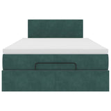 Cadre de lit ottoman avec matelas vert foncé 120x200 cm velours