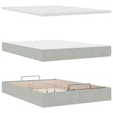 Cadre de lit ottoman et matelas gris clair 140x190 velours