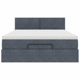 Cadre de lit ottoman avec matelas gris foncé 140x190 cm velours