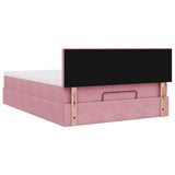 Cadre de lit ottoman avec matelas rose 140x190 cm velours