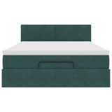 Cadre de lit ottoman avec matelas vert foncé 140x200 cm velours