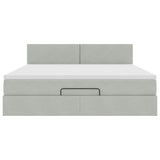 Cadre de lit ottoman avec matelas gris clair 160x200 cm velours