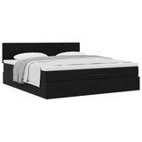 Cadre de lit ottoman avec matelas noir 160x200 cm velours