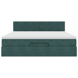 Cadre de lit ottoman avec matelas vert foncé 160x200 cm velours