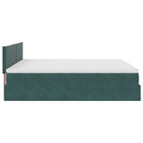 Cadre de lit ottoman avec matelas vert foncé 160x200 cm velours