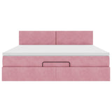 Cadre de lit ottoman avec matelas rose 160x200 cm velours