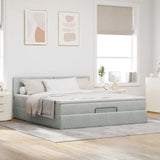 Cadre de lit ottoman avec matelas gris clair 180x200 cm velours