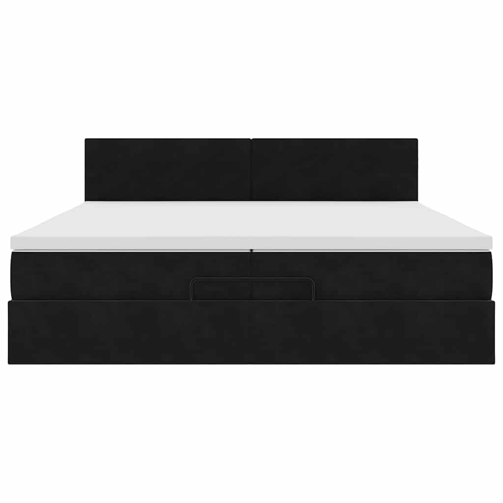 Cadre de lit ottoman avec matelas noir 200x200 cm velours