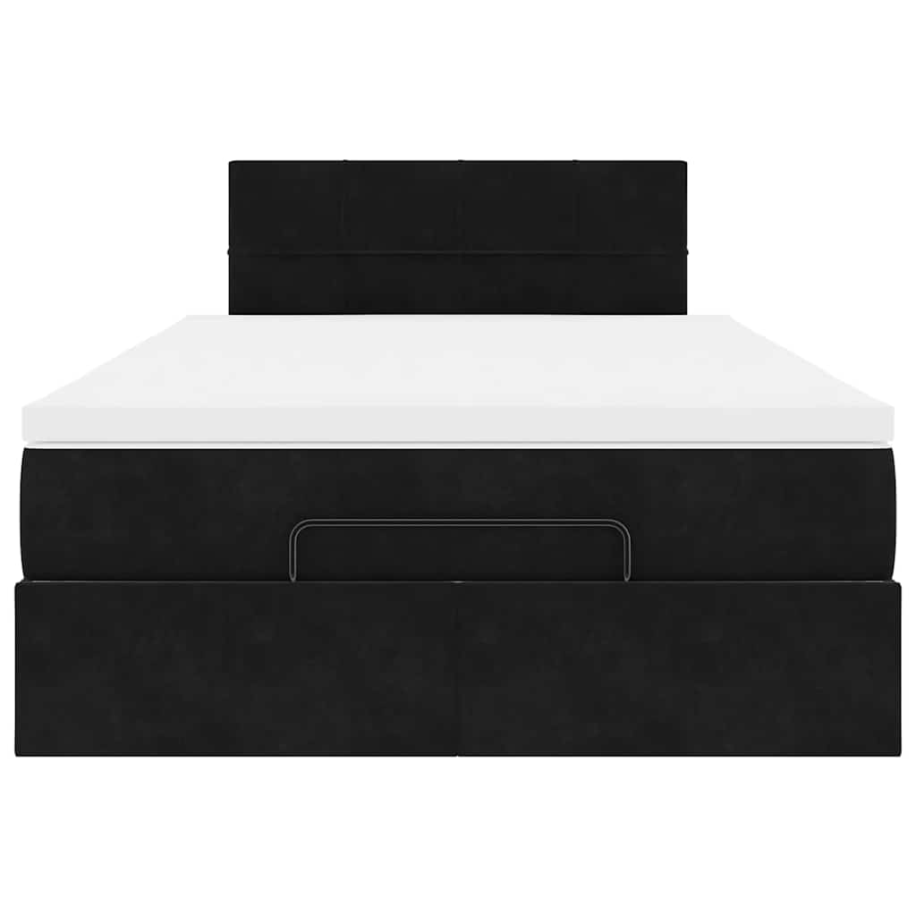 Cadre de lit ottoman avec matelas noir 120x200 cm velours