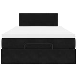 Cadre de lit ottoman avec matelas noir 120x200 cm velours